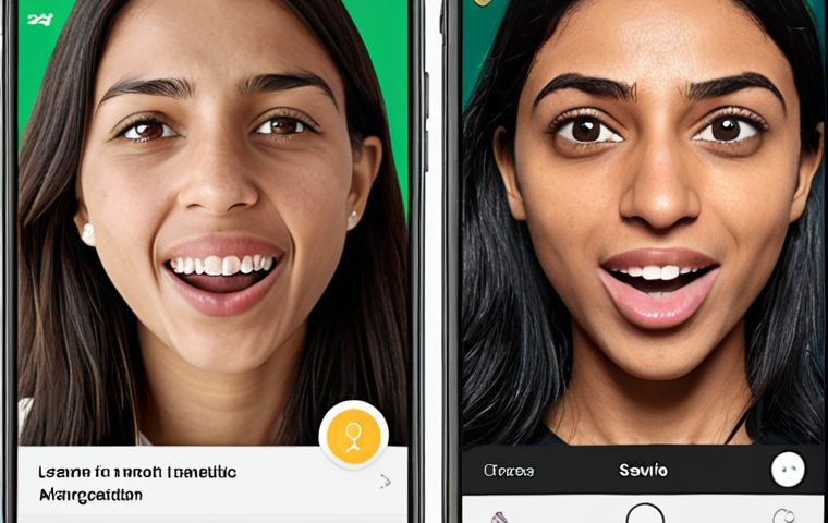 **
A split-screen showing someone using a language learning app (like Memrise or Duolingo) on a smartphone on one side, and a person speaking Arabic with a clear mouth/lip illustration overlaid to show proper pronunciation on the other. Focus on demonstrating the use of technology for learning and the visual aspect of pronunciation. The setting should be modern and relatable.
**